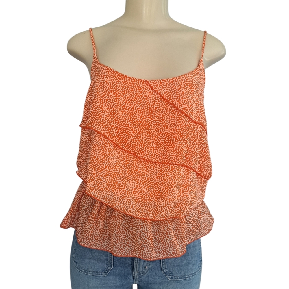 MIRNX Orange Polka Dot Tiered Cami Tank Top – Size M – Made in USA